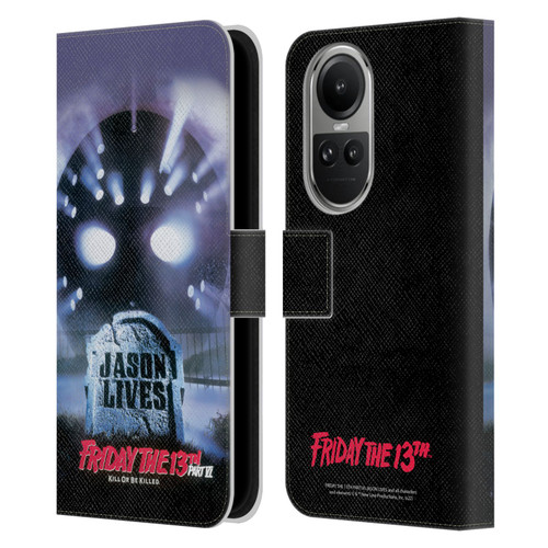 Friday the 13th Part VI Jason Lives Key Art Poster Leather Book Wallet Case Cover For OPPO Reno10 5G / Reno10 Pro 5G