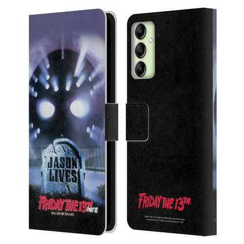 Friday the 13th Part VI Jason Lives Key Art Poster Leather Book Wallet Case Cover For Samsung Galaxy A14 5G