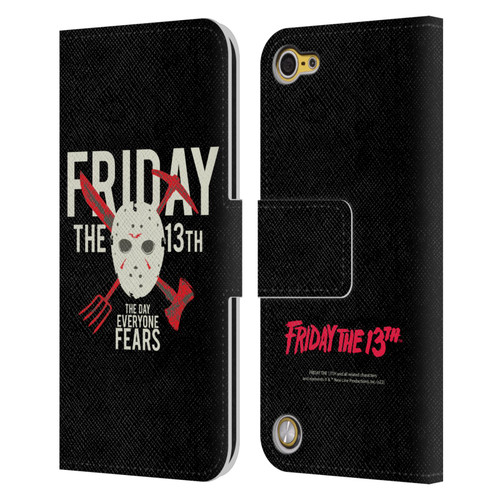 Friday the 13th 1980 Graphics The Day Everyone Fears Leather Book Wallet Case Cover For Apple iPod Touch 5G 5th Gen