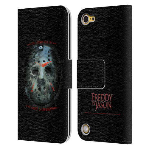 Freddy VS. Jason Graphics Jason's Birthday Leather Book Wallet Case Cover For Apple iPod Touch 5G 5th Gen
