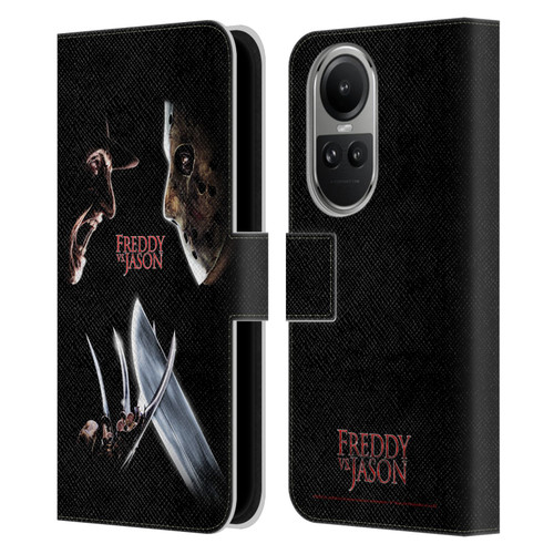 Freddy VS. Jason Graphics Freddy vs. Jason Leather Book Wallet Case Cover For OPPO Reno10 5G / Reno10 Pro 5G