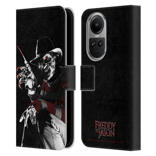 Freddy VS. Jason Graphics Freddy Leather Book Wallet Case Cover For OPPO Reno10 5G / Reno10 Pro 5G