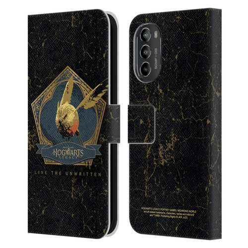 Hogwarts Legacy Graphics Golden Snidget Leather Book Wallet Case Cover For Motorola Moto G82 5G