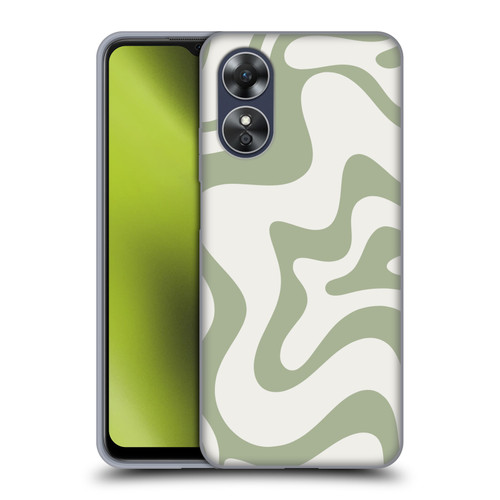 Kierkegaard Design Studio Art Retro Liquid Swirl Sage Green Soft Gel Case for OPPO A17