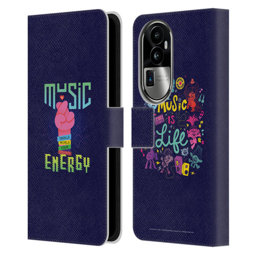 Trolls World Tour Key Art Music Is Energy Leather Book Wallet Case Cover For OPPO Reno10 Pro+