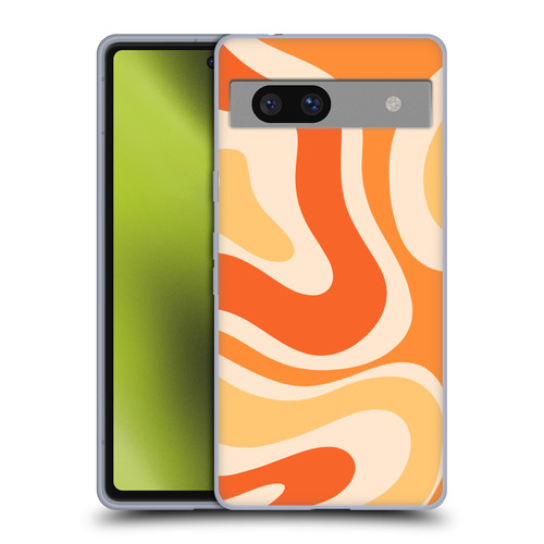 Kierkegaard Design Studio Retro Abstract Patterns Modern Orange Tangerine Swirl Soft Gel Case for Google Pixel 7a