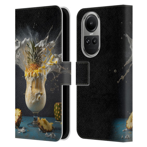 Spacescapes Cocktails Piña Colada Pop Leather Book Wallet Case Cover For OPPO Reno10 5G / Reno10 Pro 5G