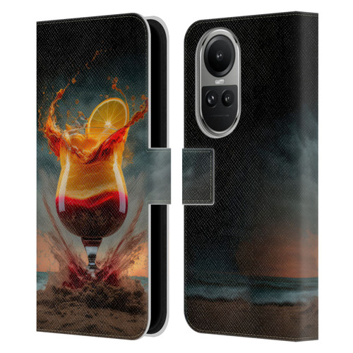 Spacescapes Cocktails Summer On The Beach Leather Book Wallet Case Cover For OPPO Reno10 5G / Reno10 Pro 5G