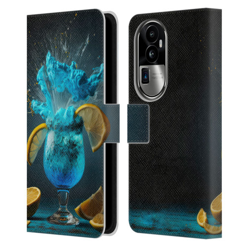 Spacescapes Cocktails Blue Lagoon Explosion Leather Book Wallet Case Cover For OPPO Reno10 Pro+