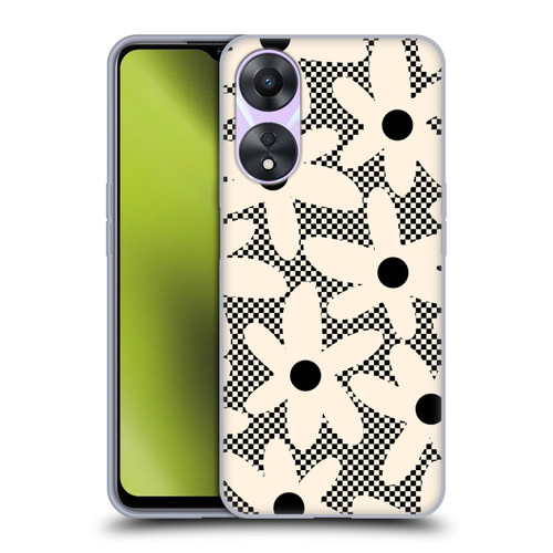 Kierkegaard Design Studio Retro Abstract Patterns Daisy Black Cream Dots Check Soft Gel Case for OPPO A78 5G