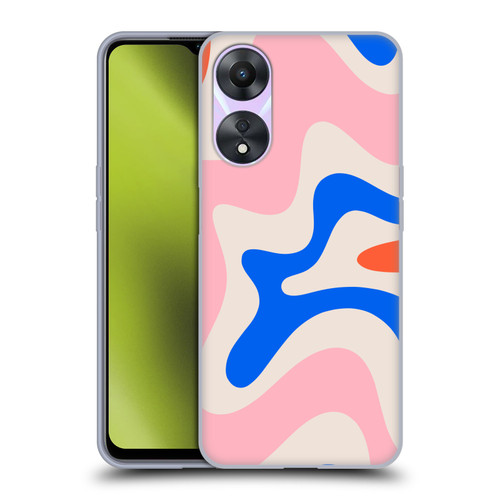 Kierkegaard Design Studio Retro Abstract Patterns Pink Blue Orange Swirl Soft Gel Case for OPPO A78 4G