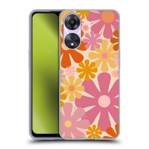 Kierkegaard Design Studio Retro Abstract Patterns Pink Orange Thulian Flowers Soft Gel Case for OPPO A78 4G