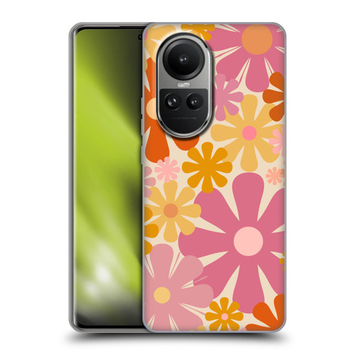 Kierkegaard Design Studio Retro Abstract Patterns Pink Orange Thulian Flowers Soft Gel Case for OPPO Reno10 5G / Reno10 Pro 5G