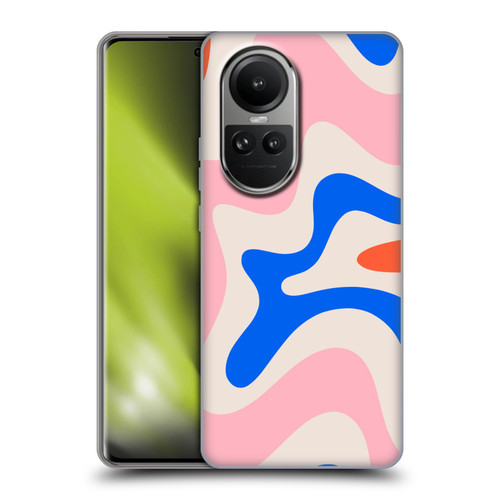 Kierkegaard Design Studio Retro Abstract Patterns Pink Blue Orange Swirl Soft Gel Case for OPPO Reno10 5G / Reno10 Pro 5G