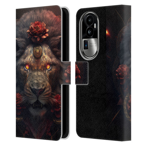Spacescapes Floral Lions Crimson Pride Leather Book Wallet Case Cover For OPPO Reno10 Pro+