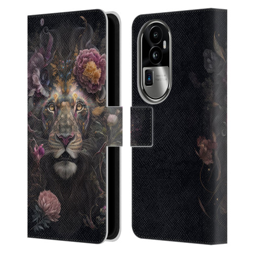 Spacescapes Floral Lions Pride Leather Book Wallet Case Cover For OPPO Reno10 Pro+