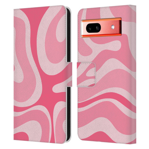 Kierkegaard Design Studio Art Modern Liquid Swirl Candy Pink Leather Book Wallet Case Cover For Google Pixel 7a