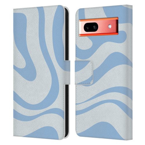Kierkegaard Design Studio Art Blue Abstract Swirl Pattern Leather Book Wallet Case Cover For Google Pixel 7a