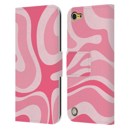 Kierkegaard Design Studio Art Modern Liquid Swirl Candy Pink Leather Book Wallet Case Cover For Apple iPod Touch 5G 5th Gen
