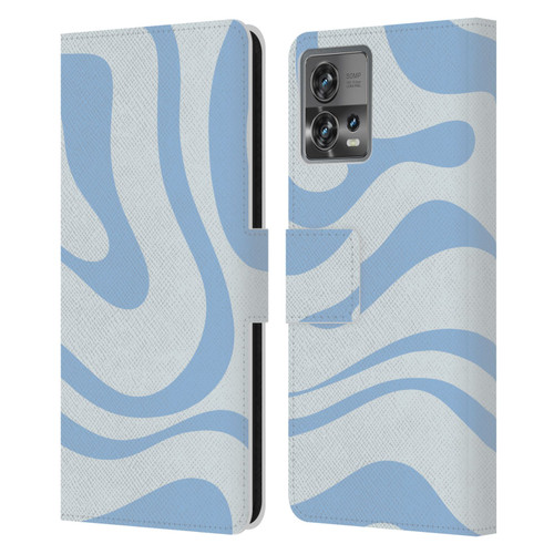 Kierkegaard Design Studio Art Blue Abstract Swirl Pattern Leather Book Wallet Case Cover For Motorola Moto Edge 30 Fusion