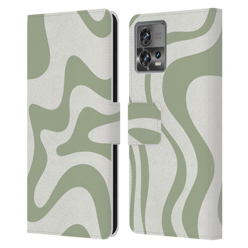 Kierkegaard Design Studio Art Retro Liquid Swirl Sage Green Leather Book Wallet Case Cover For Motorola Moto Edge 30 Fusion