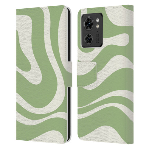 Kierkegaard Design Studio Art Modern Liquid Swirl in Sage Leather Book Wallet Case Cover For Motorola Moto Edge 40