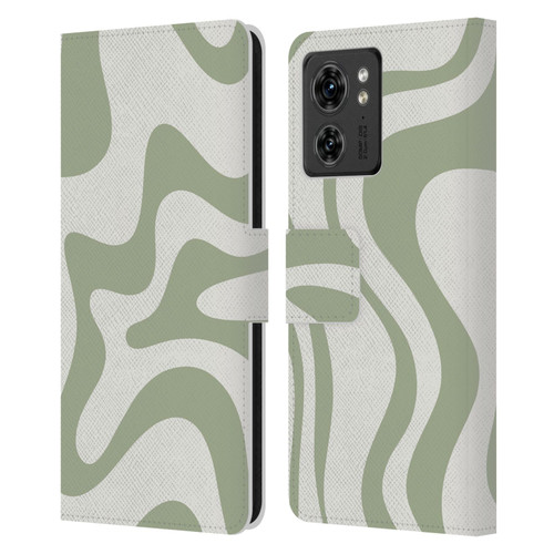 Kierkegaard Design Studio Art Retro Liquid Swirl Sage Green Leather Book Wallet Case Cover For Motorola Moto Edge 40