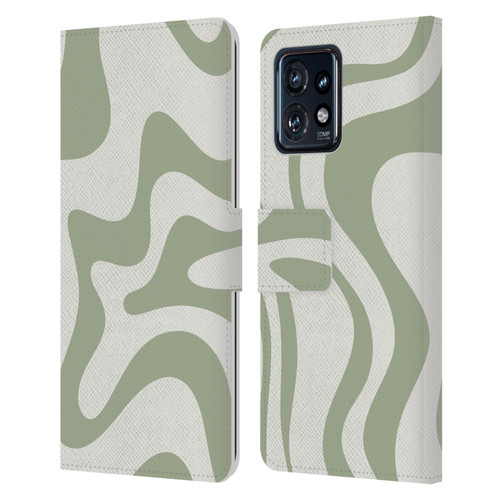Kierkegaard Design Studio Art Retro Liquid Swirl Sage Green Leather Book Wallet Case Cover For Motorola Moto Edge 40 Pro