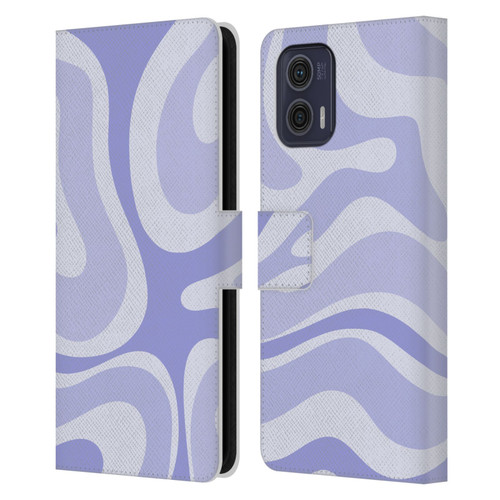 Kierkegaard Design Studio Art Modern Liquid Swirl Purple Leather Book Wallet Case Cover For Motorola Moto G73 5G