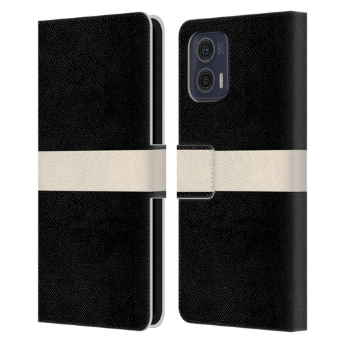 Kierkegaard Design Studio Art Stripe Minimalist Black Cream Leather Book Wallet Case Cover For Motorola Moto G73 5G