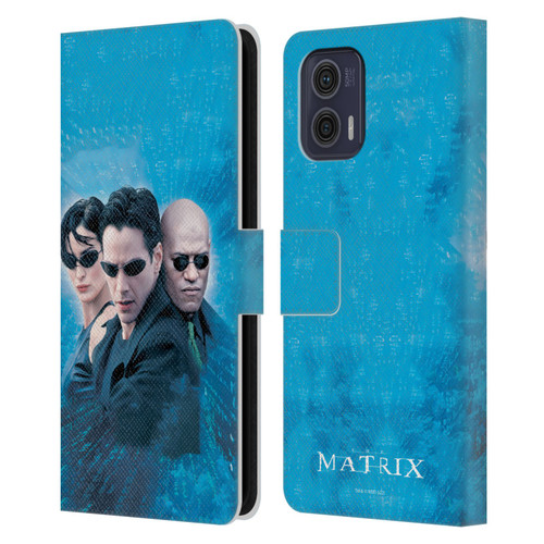 The Matrix Key Art Group 3 Leather Book Wallet Case Cover For Motorola Moto G73 5G