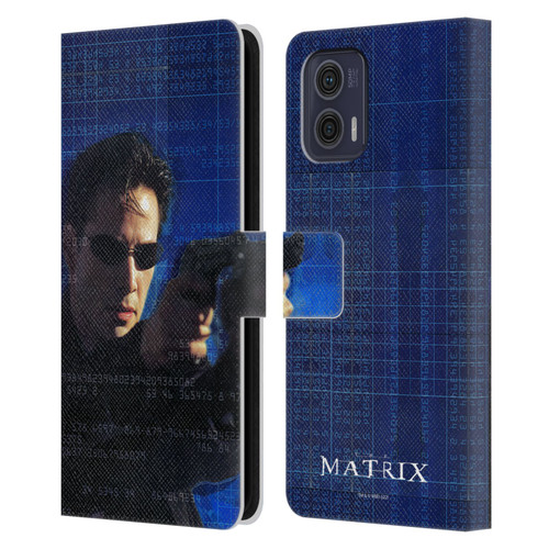 The Matrix Key Art Neo 1 Leather Book Wallet Case Cover For Motorola Moto G73 5G