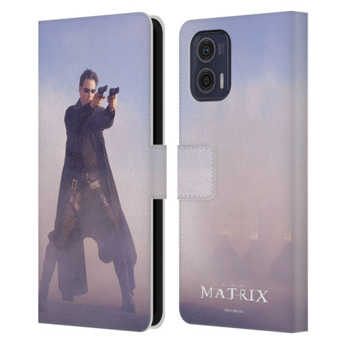 The Matrix Key Art Neo 2 Leather Book Wallet Case Cover For Motorola Moto G73 5G