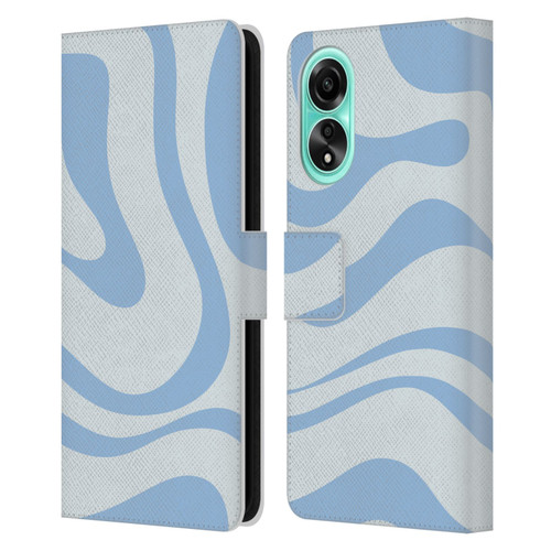 Kierkegaard Design Studio Art Blue Abstract Swirl Pattern Leather Book Wallet Case Cover For OPPO A78 5G