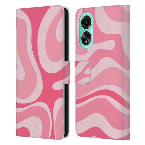 Kierkegaard Design Studio Art Modern Liquid Swirl Candy Pink Leather Book Wallet Case Cover For OPPO A78 5G