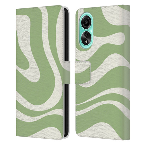 Kierkegaard Design Studio Art Modern Liquid Swirl in Sage Leather Book Wallet Case Cover For OPPO A78 4G