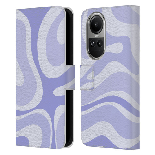 Kierkegaard Design Studio Art Modern Liquid Swirl Purple Leather Book Wallet Case Cover For OPPO Reno10 5G / Reno10 Pro 5G