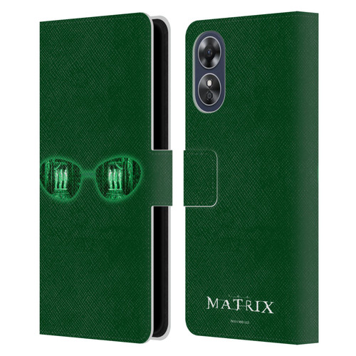 The Matrix Key Art Glass Leather Book Wallet Case Cover For OPPO A17