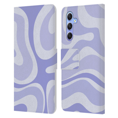 Kierkegaard Design Studio Art Modern Liquid Swirl Purple Leather Book Wallet Case Cover For Samsung Galaxy A34 5G