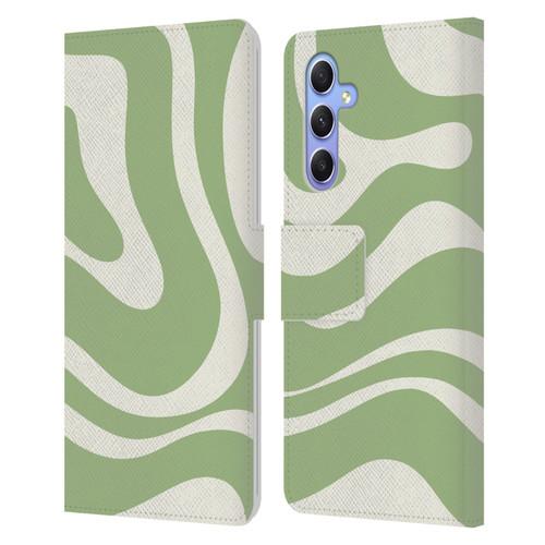 Kierkegaard Design Studio Art Modern Liquid Swirl in Sage Leather Book Wallet Case Cover For Samsung Galaxy A34 5G