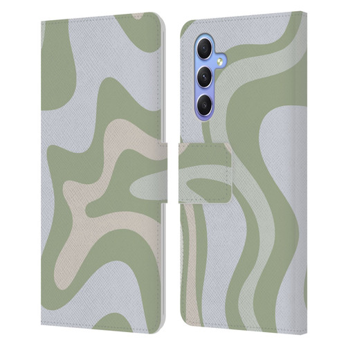 Kierkegaard Design Studio Art Retro Swirl Abstract Sage Leather Book Wallet Case Cover For Samsung Galaxy A34 5G