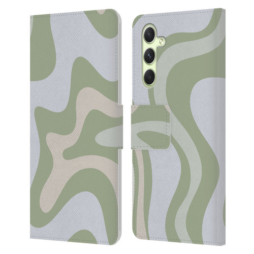 Kierkegaard Design Studio Art Retro Swirl Abstract Sage Leather Book Wallet Case Cover For Samsung Galaxy A54 5G