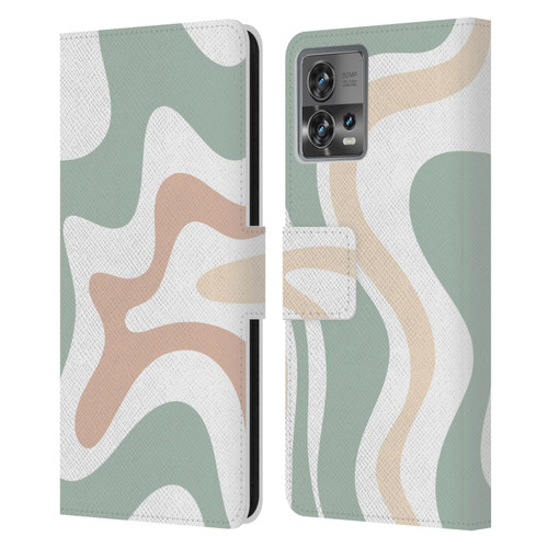 Kierkegaard Design Studio Retro Abstract Patterns Celadon Sage Swirl Leather Book Wallet Case Cover For Motorola Moto Edge 30 Fusion