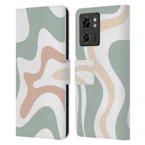 Kierkegaard Design Studio Retro Abstract Patterns Celadon Sage Swirl Leather Book Wallet Case Cover For Motorola Moto Edge 40