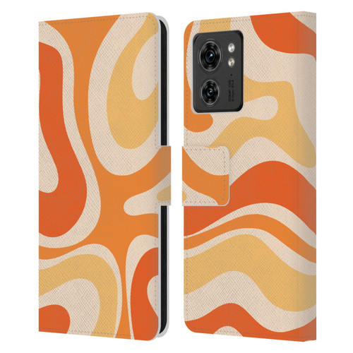 Kierkegaard Design Studio Retro Abstract Patterns Modern Orange Tangerine Swirl Leather Book Wallet Case Cover For Motorola Moto Edge 40