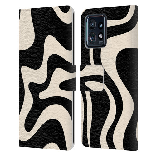 Kierkegaard Design Studio Retro Abstract Patterns Black Almond Cream Swirl Leather Book Wallet Case Cover For Motorola Moto Edge 40 Pro