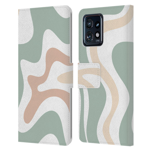 Kierkegaard Design Studio Retro Abstract Patterns Celadon Sage Swirl Leather Book Wallet Case Cover For Motorola Moto Edge 40 Pro