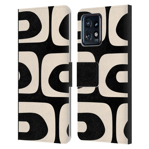 Kierkegaard Design Studio Retro Abstract Patterns Modern Piquet Black Cream Leather Book Wallet Case Cover For Motorola Moto Edge 40 Pro