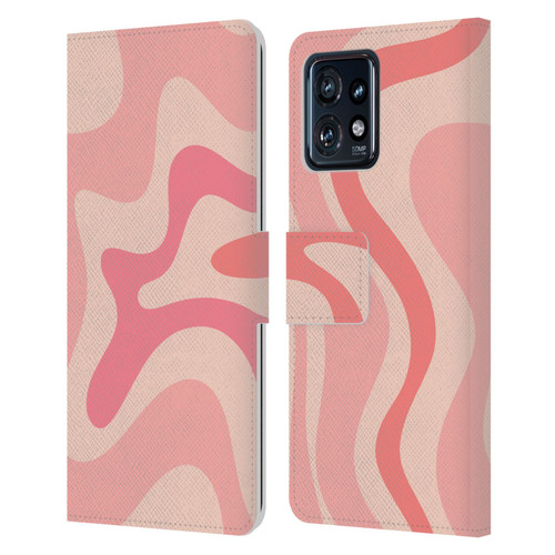 Kierkegaard Design Studio Retro Abstract Patterns Soft Pink Liquid Swirl Leather Book Wallet Case Cover For Motorola Moto Edge 40 Pro