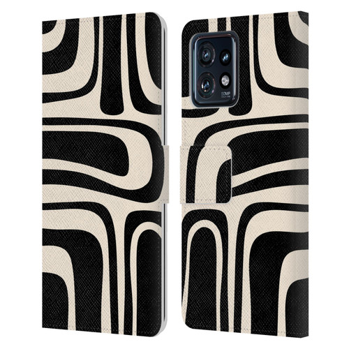Kierkegaard Design Studio Retro Abstract Patterns Palm Springs Black Cream Leather Book Wallet Case Cover For Motorola Moto Edge 40 Pro